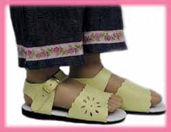 50/25mm DARK PURPLE Flower Sandals fit Wellie Wishers Doll Shoes 